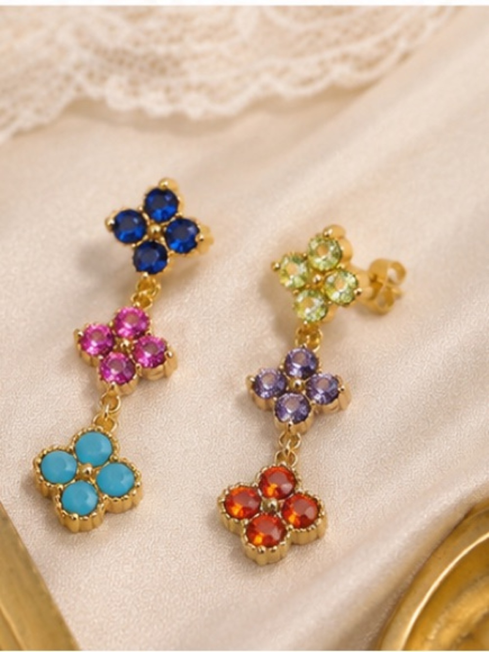 Designer Inspired Iconic Flower Dangle Earrings